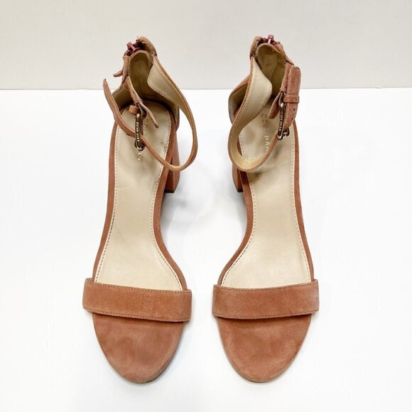 Cole Haan Clarette mauve Pink Neutral Suede Block heel Sandals Size 8 - Picture 5 of 11
